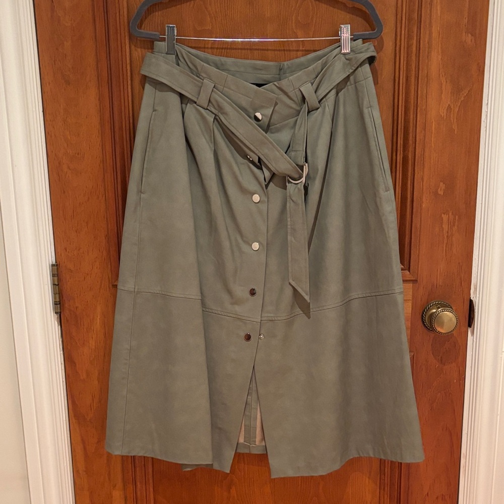 Zara Grey Midi Skirt with Belt